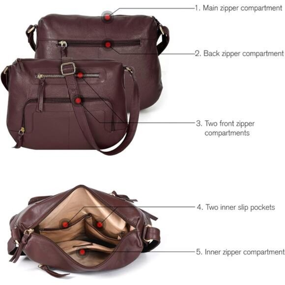 Real Leathers Crossbody Bag - Maroon - Picture 2 of 7